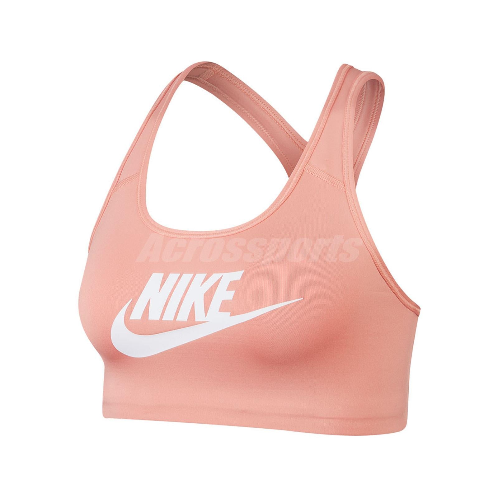 Nike Women Classic Swoosh Futura Sports Bra Medium Support Gym Pink