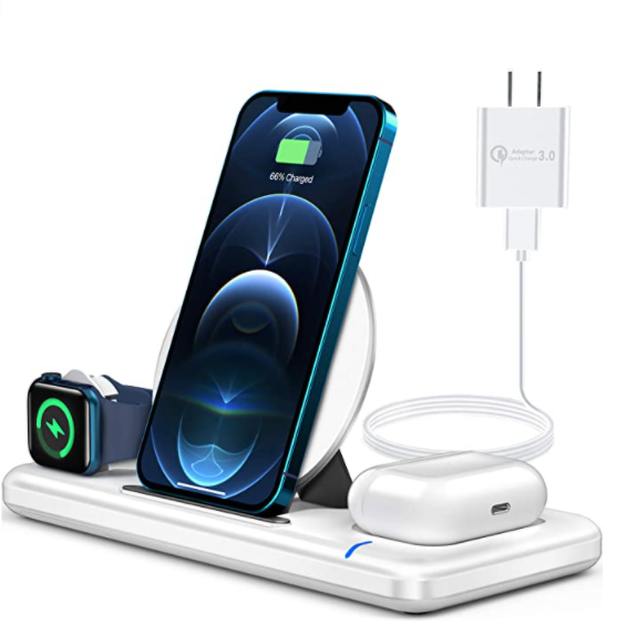 Wireless Charger, 3 in 1 Fast Charging Station for Apple iWatch Series SE 6 5 4 3 2 1, AirPods Pro 2, Wireless Charging Dock for 12/11 Series/XS MAX/XR/XS/X/8/8 Plus/Samsung (White)