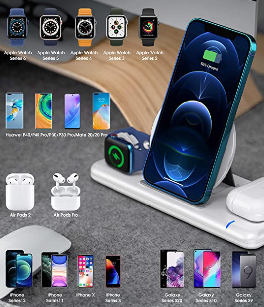 Wireless Charger, 3 in 1 Fast Charging Station for Apple iWatch Series SE 6 5 4 3 2 1, AirPods Pro 2, Wireless Charging Dock for 12/11 Series/XS MAX/XR/XS/X/8/8 Plus/Samsung (Black)