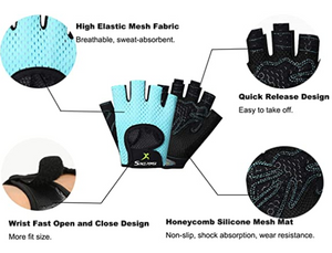 Gym Gloves, Lightweight Breathable Workout Gloves - Blue - Size M