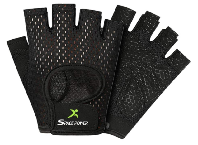 Gym Gloves, Lightweight Breathable Workout Gloves - Black - Size M