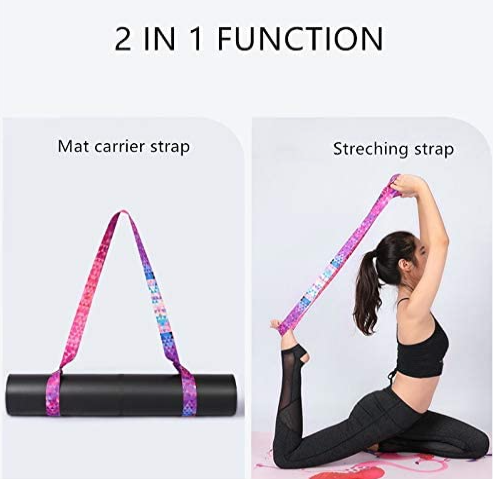 Black Yoga Mat Carrier Strap, Adjustable Thick Straps Sling for Carrying Large Mats, Stretching Band, Bonus Set with Fix Holder Tie (Yoga Mat not Included)