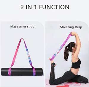 Black Yoga Mat Carrier Strap, Adjustable Thick Straps Sling for Carrying Large Mats, Stretching Band, Bonus Set with Fix Holder Tie (Yoga Mat not Included)