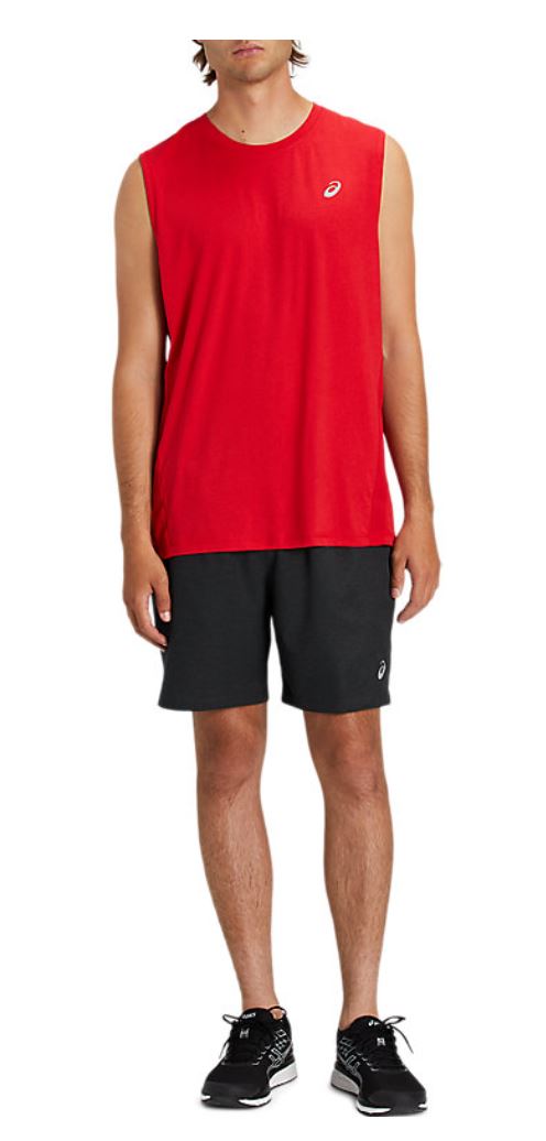 Asics Men's Sleeveless Heather Tech Top Red