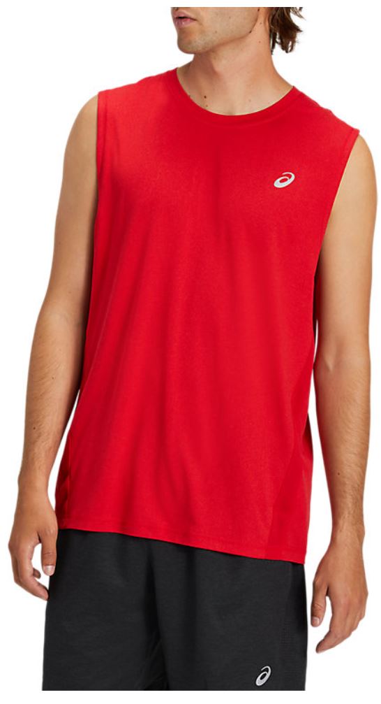 Asics Men's Sleeveless Heather Tech Top Red
