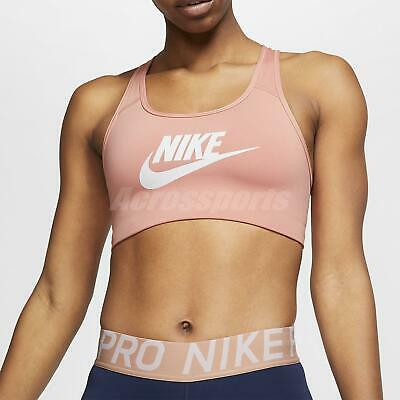 Nike Women Classic Swoosh Futura Sports Bra Medium Support Gym Pink